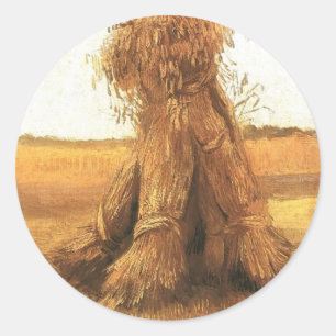 Sheaves of Wheat in a Field, van Gogh Classic Round Sticker