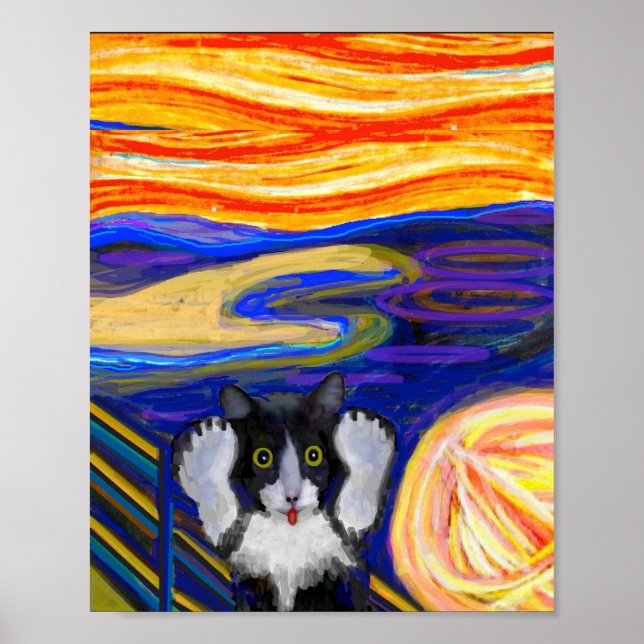 Sheba's Scream, Parody The Scream, Cat Art    Poster (Front)