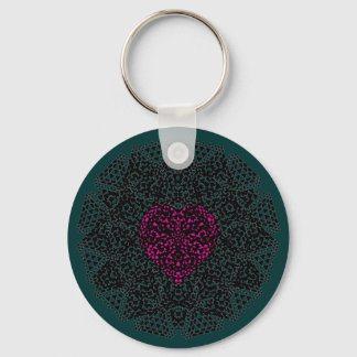 SHECKSHE.COM SheckShe* Heart Red on Black n Green Keychain