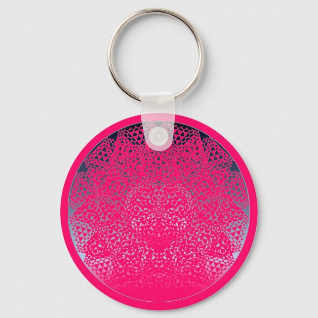 SHECKSHE.COM SheckShe* Heart Shiny Blue n Hot Pink Keychain (Front)