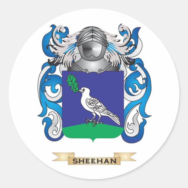 Sheehan Coat of Arms (Family Crest) Classic Round Sticker (Front)