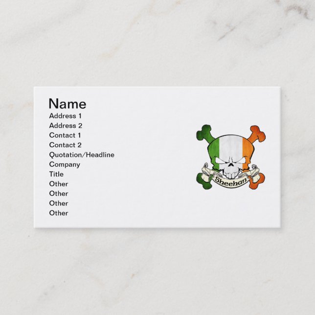 Sheehan Irish Skull Business Card (Front)