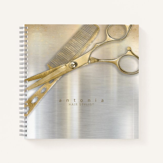 Sheen and Shears Hair Stylist Gold/Silver ID814 Notebook (Front)