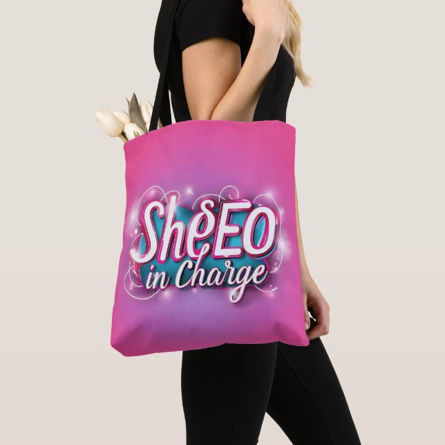 SheEO in Charge Feminist Tote Bag (Close Up)