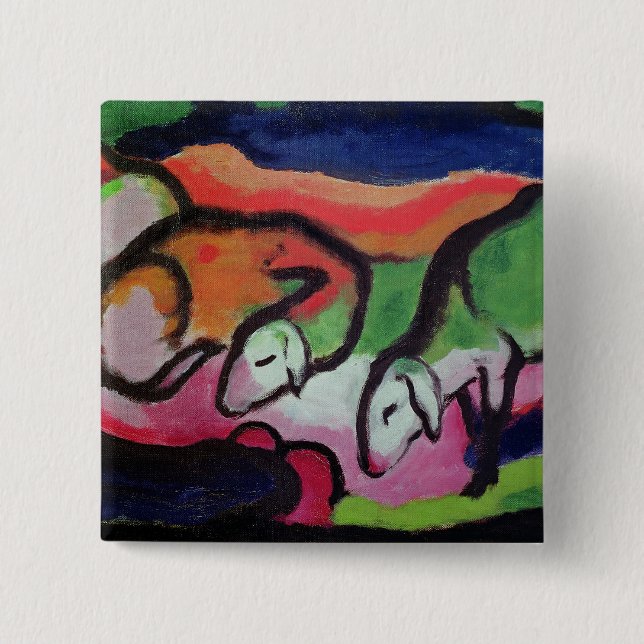 Sheep, 1912 2 inch square button (Front)