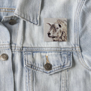 SHEEP   2 INCH SQUARE BUTTON