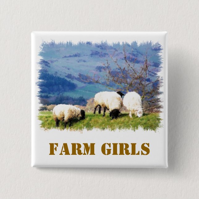 SHEEP 2 INCH SQUARE BUTTON (Front)