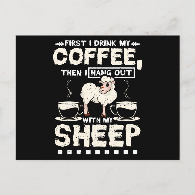 Sheep And Coffee Postcard (Front)