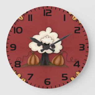 Sheep And Flowers Large Clock