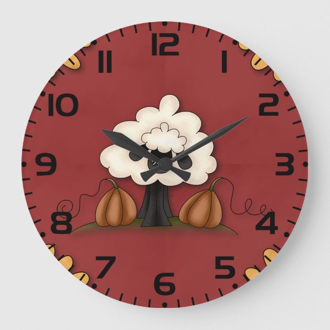 Sheep And Flowers Large Clock (Front)