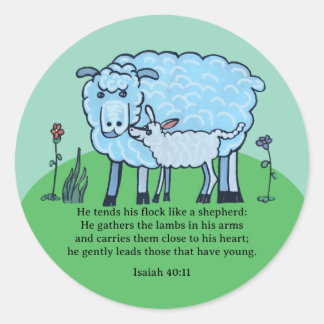 Sheep and lamb classic round sticker