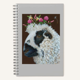 Sheep and lamb with meadow elements hats notebook