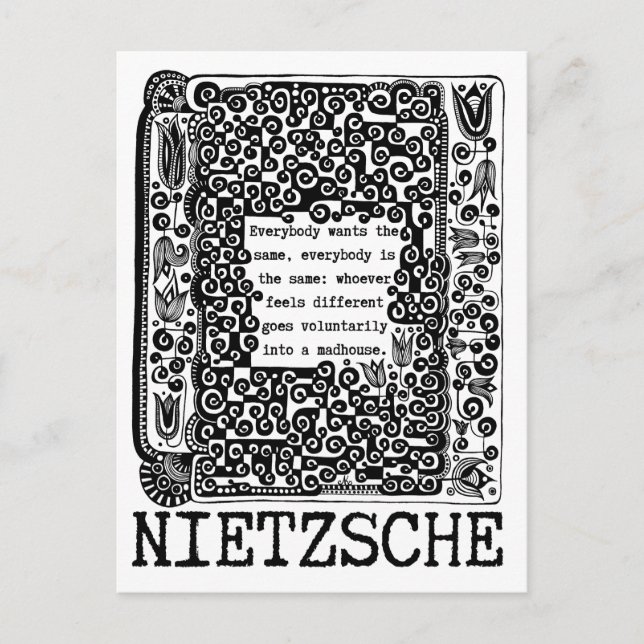 sheep and MADHOUSE philosophy quote by Nietzsche  Postcard (Front)