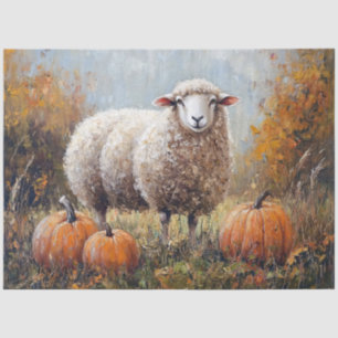 Sheep and Pumpkins Painting Decoupage Tissue Paper