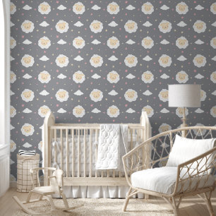 Sheep and Stars Nursery Wallpaper