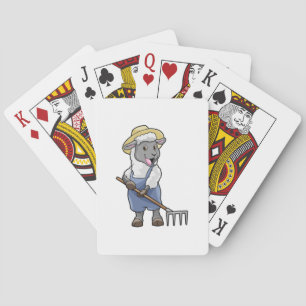 Sheep as Farmer with Rake & Hat Playing Cards