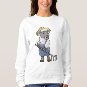 Sheep as Farmer with Rake & Hat Sweatshirt