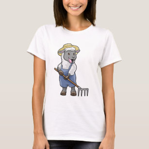 Sheep as Farmer with Rake & Hat T-Shirt