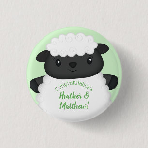 Sheep Baby Shower Farm 1 Inch Round Button