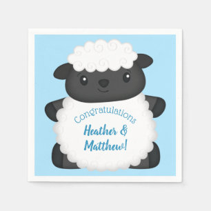 Sheep Baby Shower Farm Blue Boy Napkin