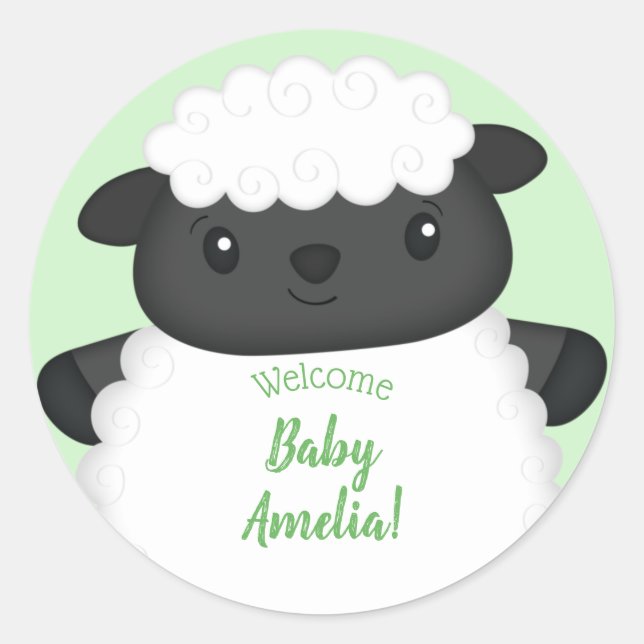 Sheep Baby Shower Farm Classic Round Sticker (Front)