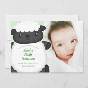 Sheep Baby Shower Green Invitation