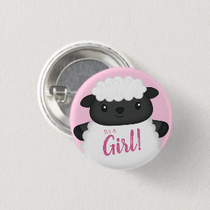 Sheep Baby Shower Pink 1 Inch Round Button