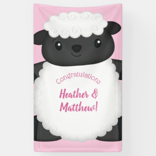 Sheep Baby Shower Pink Banner