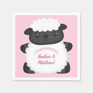 Sheep Baby Shower Pink Napkin