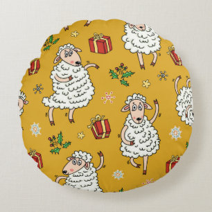 sheep background vintage round pillow