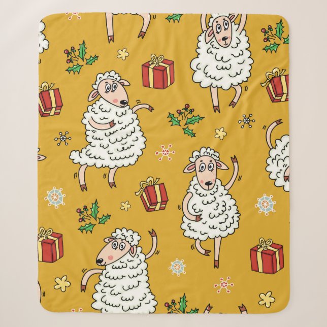 sheep background vintage sherpa blanket (Front)