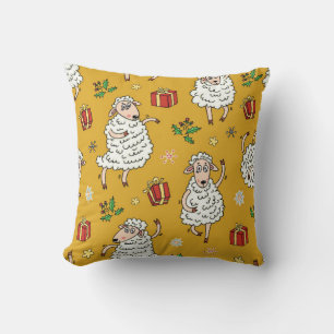 sheep background vintage throw pillow