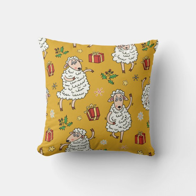 sheep background vintage throw pillow (Front)
