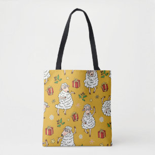 sheep background vintage tote bag
