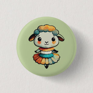 Sheep Ballerina 1 Inch Round Button
