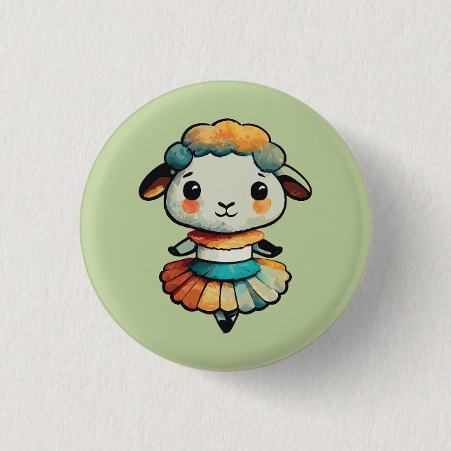 Sheep Ballerina 1 Inch Round Button (Front)