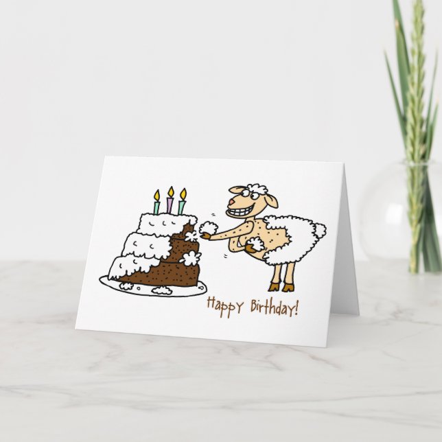 Sheep Birthday Cake Card (Front)