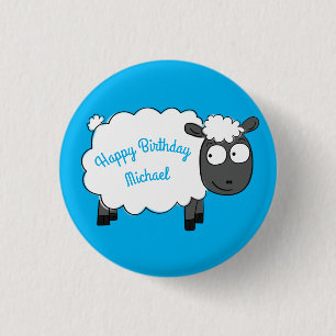 Sheep Birthday Party Cute Cartoon 1 Inch Round Button
