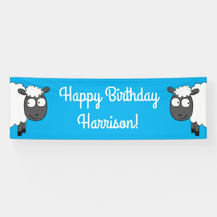 Sheep Birthday Party Cute Cartoon Banner