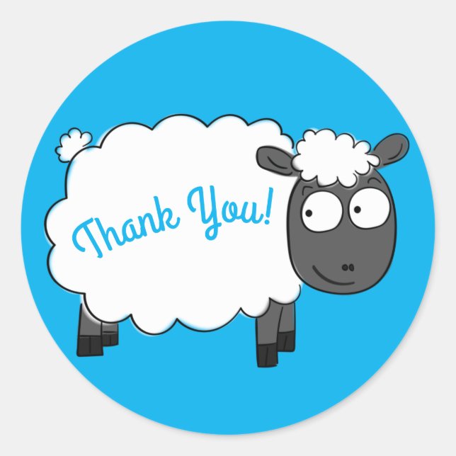 Sheep Birthday Party Cute Cartoon Classic Round Sticker (Front)