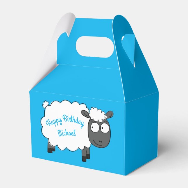 Sheep Birthday Party Cute Cartoon Favor Box (Back Side)