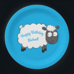 Sheep Birthday Party Cute Cartoon Kids Paper Plate<br><div class="desc">Celebrate your child's Baa Baaa Birthday,  with this adorable sheep birthday party design!  Great for a farm theme party,  sleepover,  or just a kid that loves sheep!  Great for a 1st birthday party for a baby too!</div>