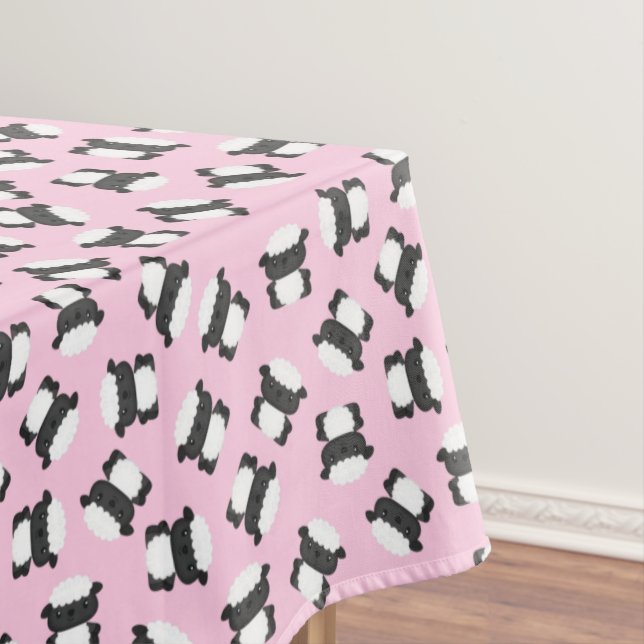 Sheep Birthday Party Pink Tablecloth (In Situ)