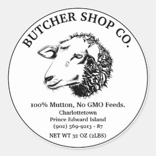 Sheep Butchery Custom Label Sticker