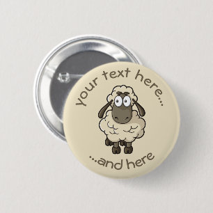 Sheep Cartoon Beige 2 Inch Round Button