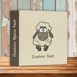Sheep Cartoon Beige 3 Ring Binder