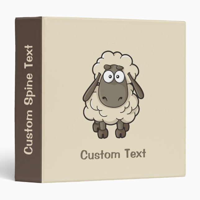 Sheep Cartoon Beige 3 Ring Binder (Front/Spine)