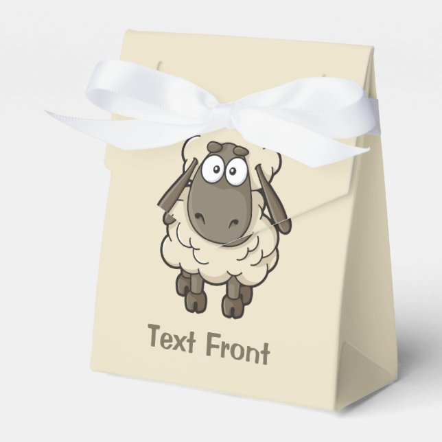 Sheep Cartoon Beige Favor Box (Front Side)