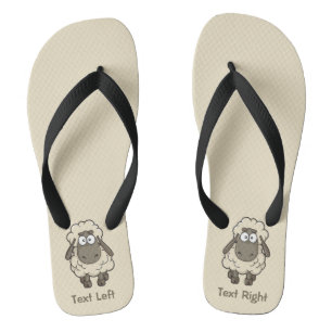 Sheep Cartoon Beige Flip Flops