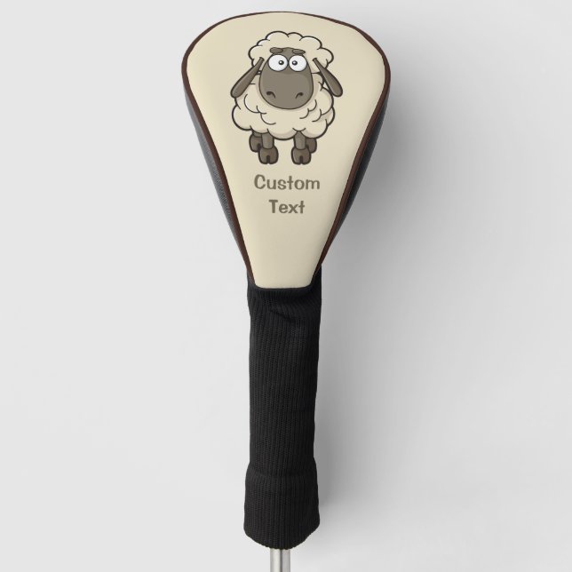 Sheep Cartoon Beige Golf Head Cover (Front)